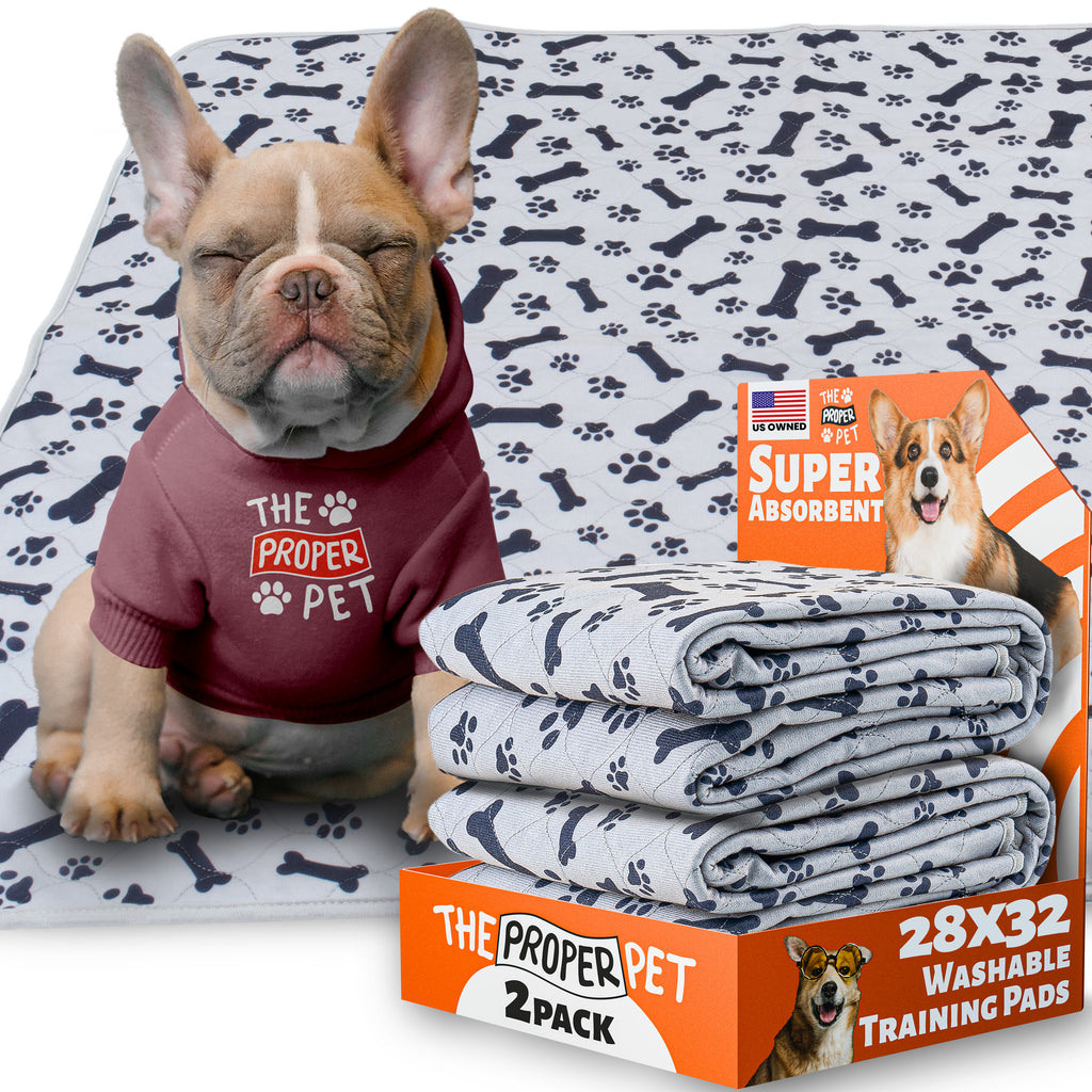 The Proper Pet washable pee pad, grey bones print, 28x32 inch, retail 2-pack