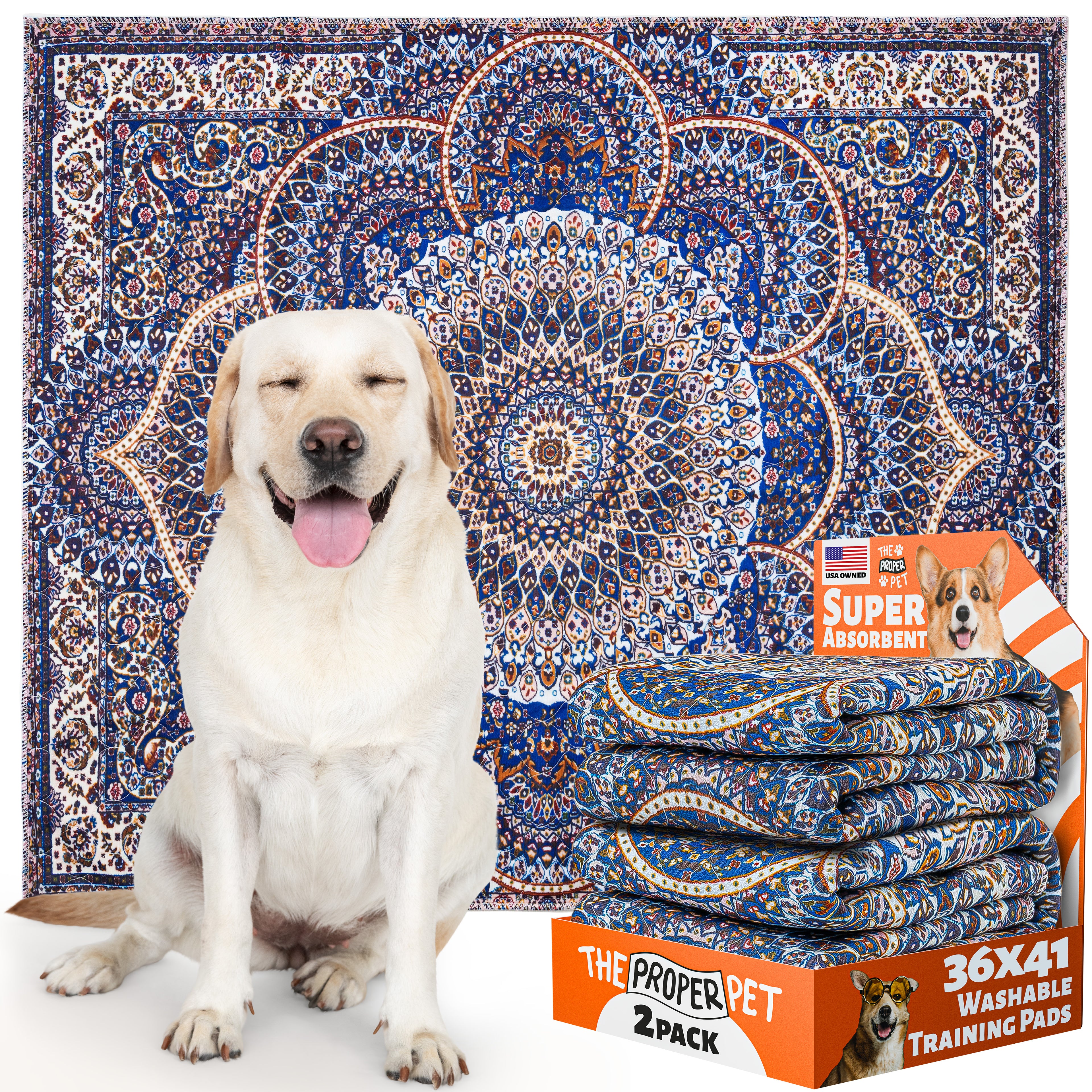 The Proper Pet washable pee pad, Royal Persian-rug print, 16x24 inch, retail 2-pack