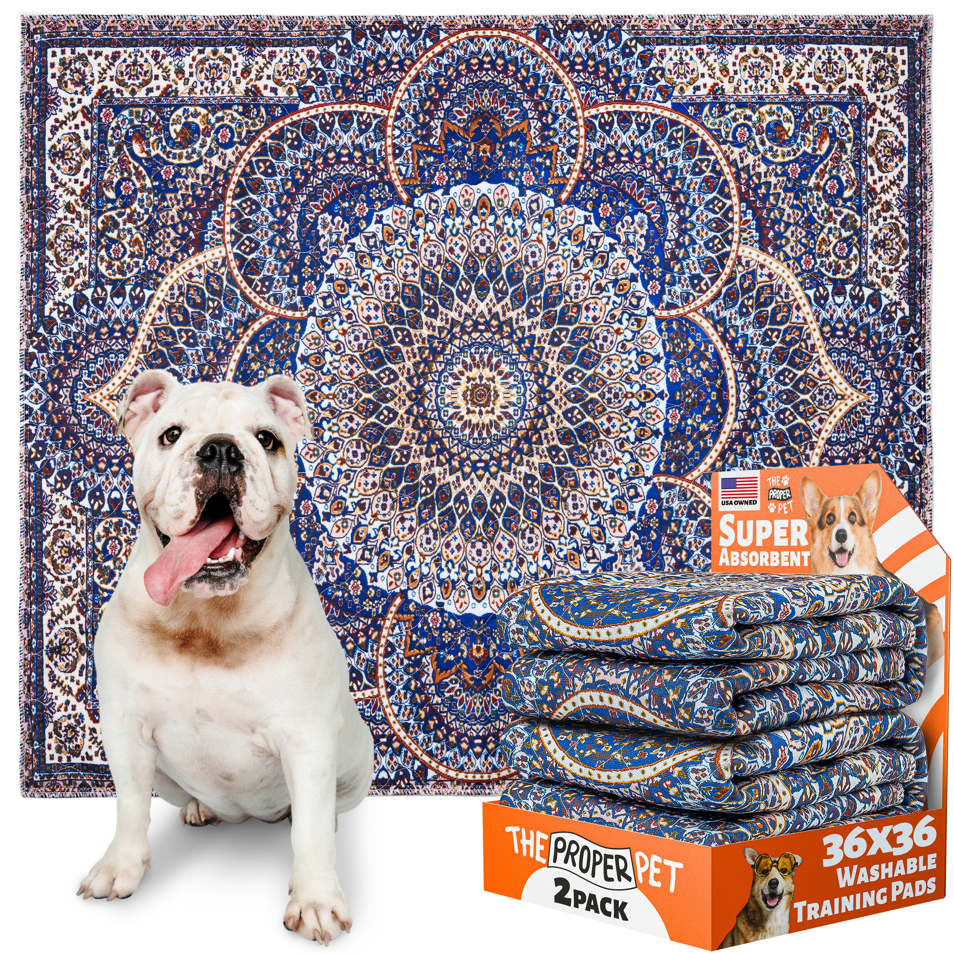 The Proper Pet washable pee pad, Royal Persian-rug print, 28x32 inch, retail 2-pack